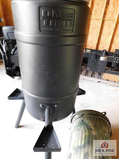 Tree Deer Feeder with Battery Operated Dispenser and Standing Deer Feeder