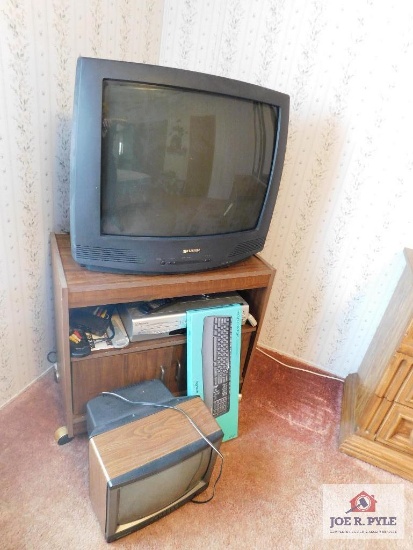 Sharp TV with Stand, DVD/ VHS Player, Logitech