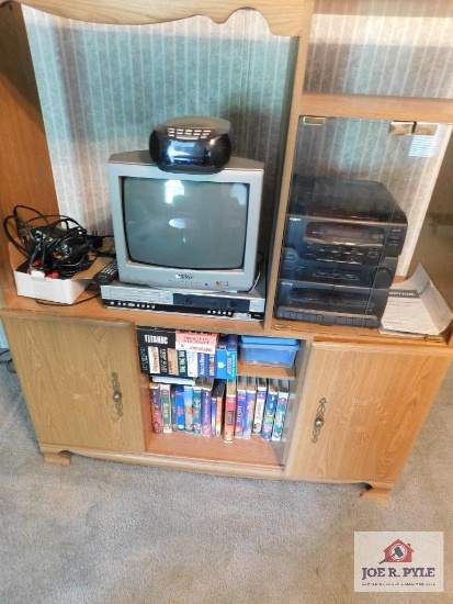 Entertainment Center, Sony Stereo System with Speakers, Sanyo TV, DVD/ VTTS Player