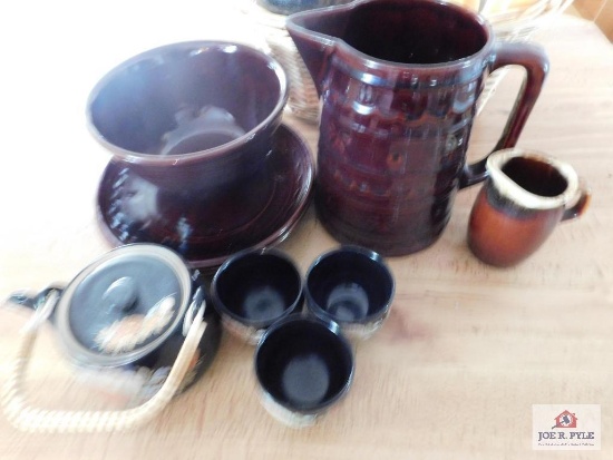Marcrest Stoneware Plates, Bowl, and Pitcher with Teapot and Cups