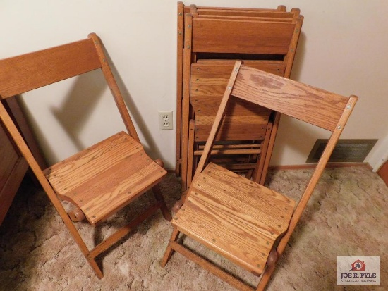 6 Folding Oak Chairs