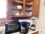 Mr. Coffee Coffee pot, Blender, Toaster oven, microwave, dishes and glasses
