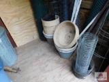 Contents of shed - garden supplies - planters, fencing, posts