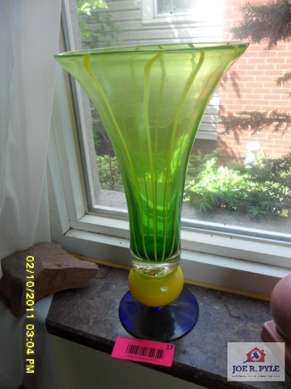 Green, yellow and blue vase
