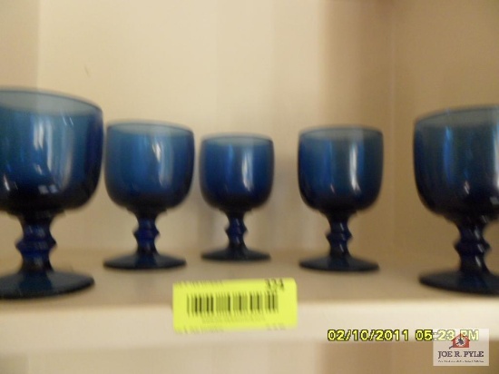 5 blue goblets