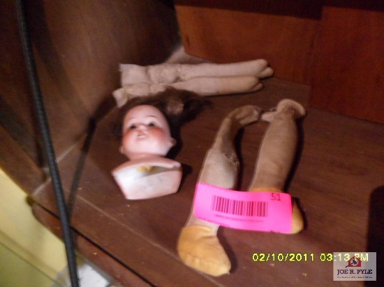 Vintage doll parts and pieces