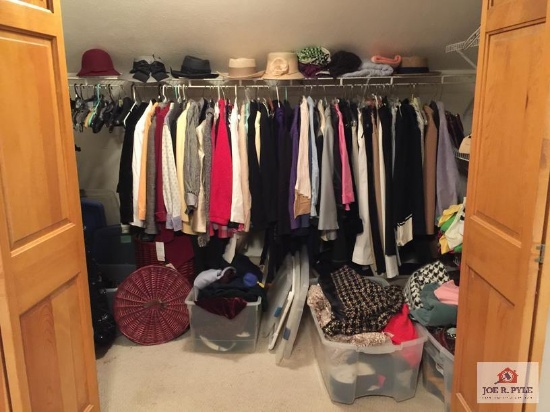 Contents of closet: ladies clothing and accessories