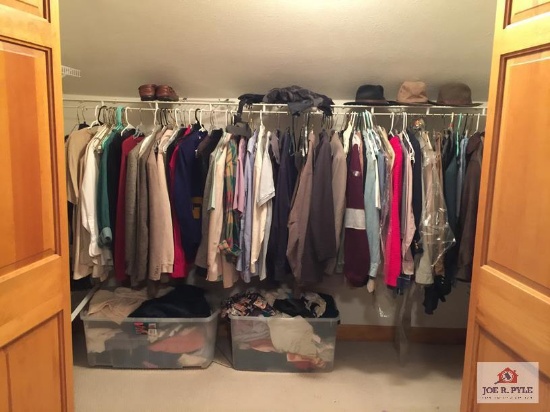 Contents of closet: men's clothing and accessories