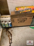 4 AIR BOTTLES OF CHARCOAL LIGHTER, STEARNS WATER GLOVES, ACME CUSTOM TRAILER HITCH, 9 AIR CANISTERS