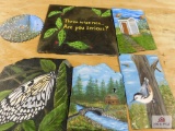 Hand painted saw blade and slabs by T. Hall