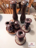 Handcarved Ethiopian salt and pepper shakers, candlesticks with porcupine quills
