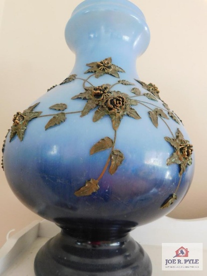 Antique vase with applied gold flowers