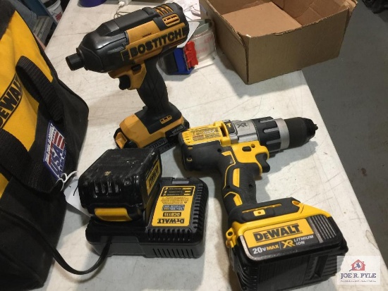 Lot: BOSTITCH and DEWALT portable drills in case
