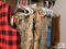 entire bottom rack: jeans, camo pants and wool vest and size 8 boots