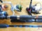 4 rods and reels: zebco, worm gear