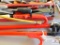 lot of sockets, chisels, rivet gun, truck steering wheel lock, etc..