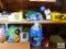 contents of cabinet: tape measure, flashlight, utility knives, flares and plastic sheeting
