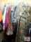 assorted clothing and jackets, fishing vest and men's shoes