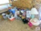 large collection of glassware and decorative items: pictures, candles ,baskets, vases