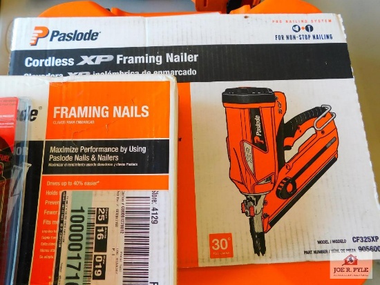 Paslode framing nailer with nails and framing fuel