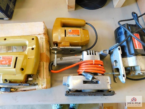 3 corded jigsaws and one corded sander