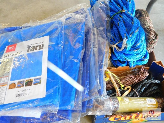 lot of 7 ANIB 5 1/2x7 tarps and ropes