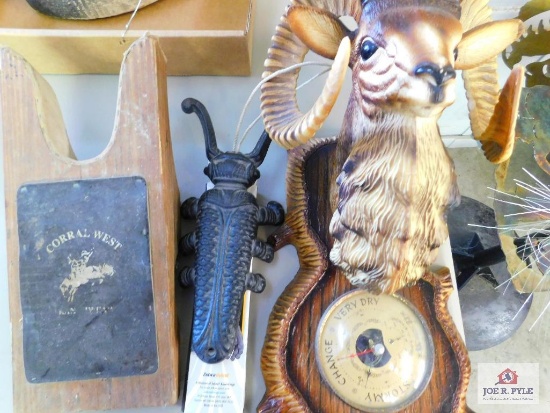 wooden and cast iron boot jacks rain barometer (made in France)