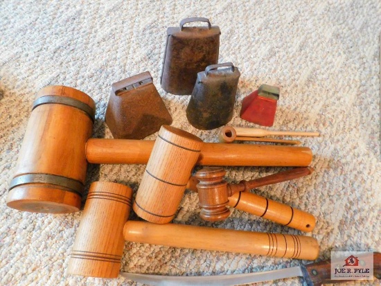 cow bells and wood mallets