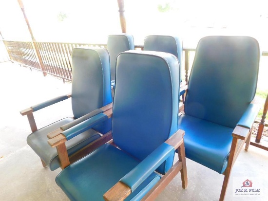 5 vinyl and wooden chairs