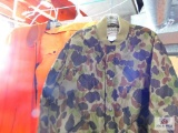 1 heavy goose down filled jacket and orange hunting heavy jacket and pants (XL)