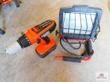 Black and Decker drill and work light with extra drill battery
