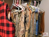 entire bottom rack: jeans, camo pants and wool vest and size 8 boots