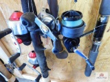 quantum and shimano rod, renegade rod and generic rod with 4 reels