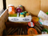 2 boxes of lures, weights, and soft baits
