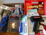 Soldering kit, wire brush sets, and screwdriver with bits