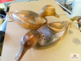 wooden carved duck decoys