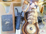 wooden and cast iron boot jacks rain barometer (made in France)