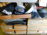 painting accessories: brushes, mixing sticks, rollers, trays, knee pads, safety glasses, ratchet