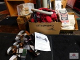 tree stand belts and steps, tri pods, magnum shot, bank bags, dirt devil, assorted gun maintenance