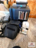 cd's and player with cd rack