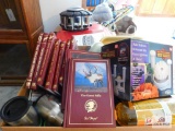 kitchen items, collection of hunting books