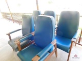 5 vinyl and wooden chairs