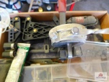 lot of arrow supplies: nocks, tips, arrow straightener, broadheads