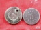 Early 5 cent pieces, one drilled