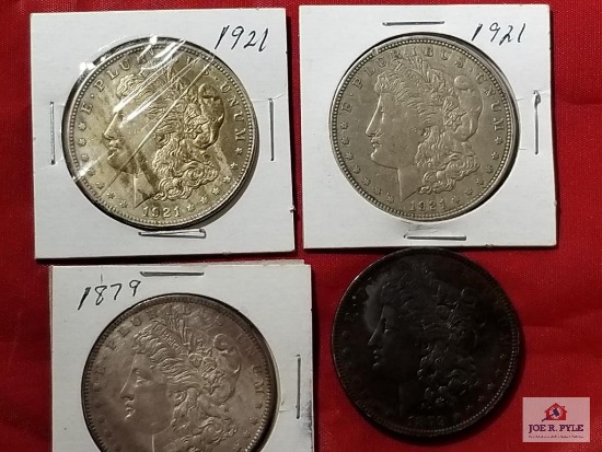 Morgan Silver Dollars: 1879, 1879, 1921, 1921