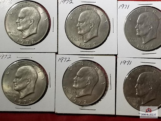 Eisenhower Silver Dollars: 1971 (x2), 1972 (x4)