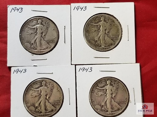 4 Walking Liberty Half Dollars: 1943