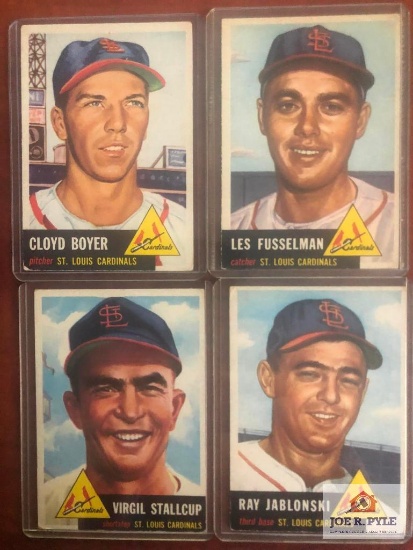 1953 Topps Les Fusselman, Cloyd Boyer, Ray Jablonski, and Virgil Stallcup