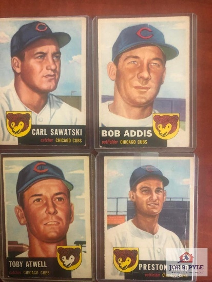 1953 Topps Preston Ward, Bob Addis, Carl Sawatski, and Toby Atwell