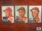 1953 Topps Tommy Glaviano, Ken Heintzelman, and Howie Fox